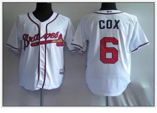 Braves #6 Bobby Cox White Cool Base Stitched MLB Jersey - Click Image to Close
